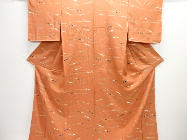 JAPANESE KIMONO / KOMON / UNUSED / ABSTRACT FOLDING FAN PATTERN